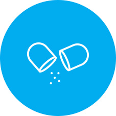 분말이 쏟아지는 알약 아이콘 이미지